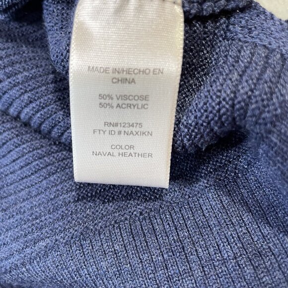 Adrienne Vittadini Cowl Neck Tunic Sweater Navy Heather Lightweight Size M - Picture 15 of 16